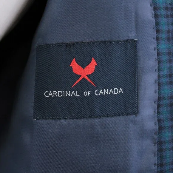 Cardinal of Canada NWT 100% Wool Sport Coat Size 44R US In Blues w/ Teal Plaid
